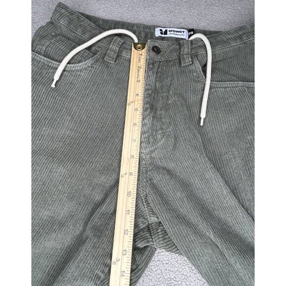 Monet Skateboard Pants Mens 28 Baggy Green Corduroy Cropped Carpenter Flaws - Picture 11 of 16